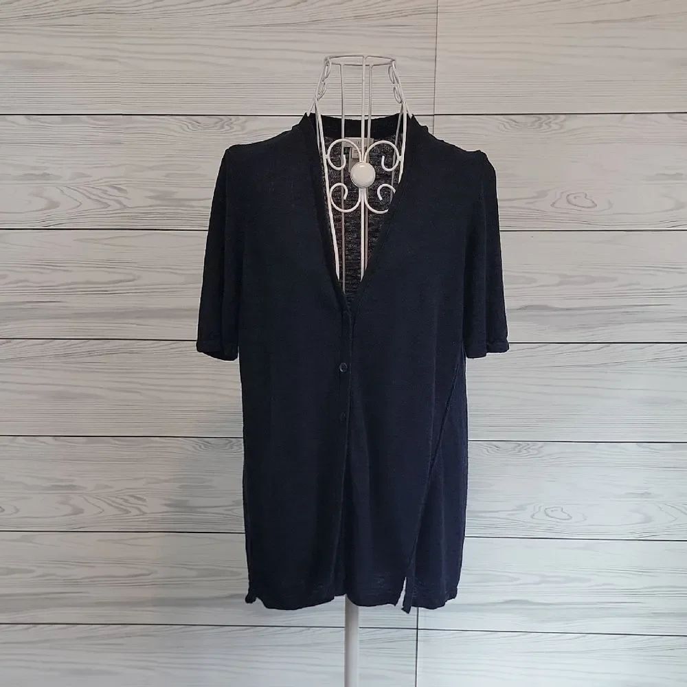 J.Jill Cardigan Soft Knit Short Sleeve Lightweight Sweater - Blue Womrns Size S